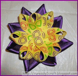 layers of looped ribbon for flower bow craft