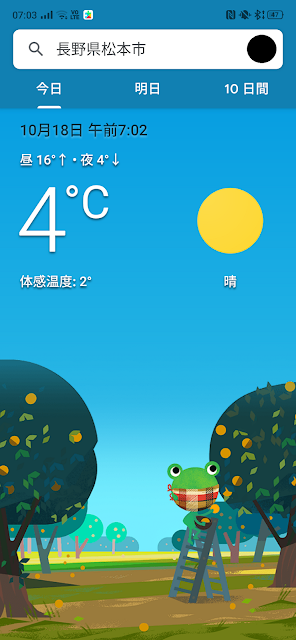 松本市の今朝の気温