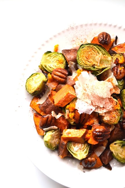 Orange Glazed Brussels Sprouts and Sweet Potatoes