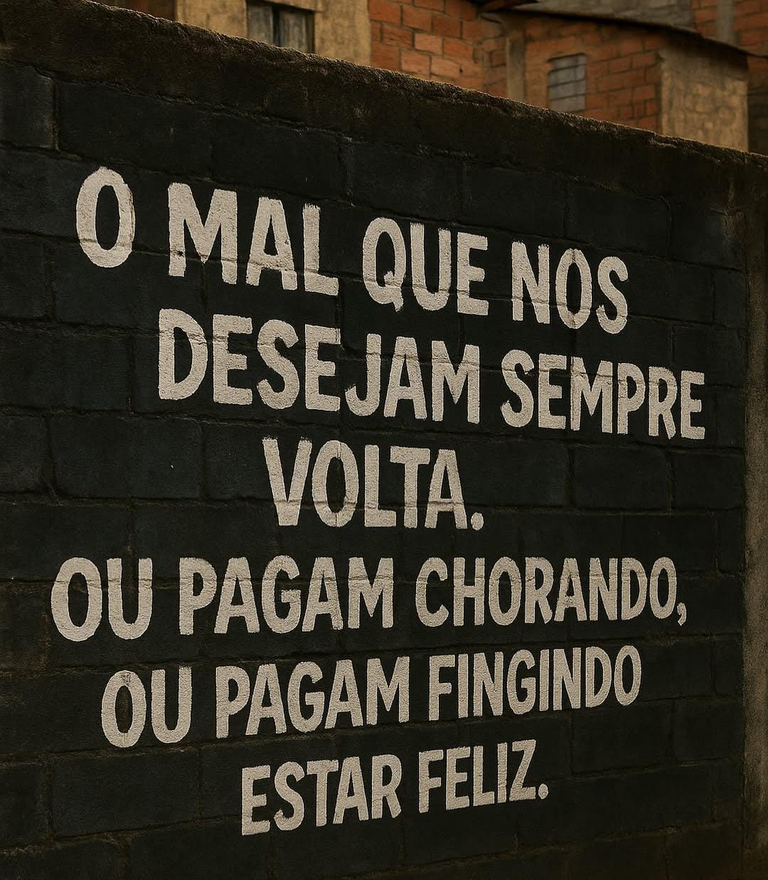 O mal que nos desejam sempre volta. Ou pagam chorando, ou pagam fingindo estar feliz.