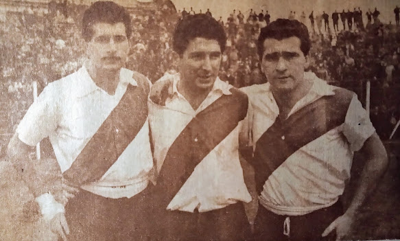 Oscar Mantegari, Juan Eulogio Urriolabeitia y Ricardo Ramacciotti, en el equipo de River Plate en el año1959