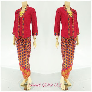 Rok Blus KebayaBatik Sabuk Wolo02 Merah