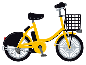 シェア自転車のイラスト（黄色）