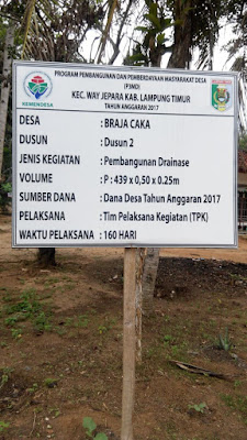 Kepala Desa Braja Caka: Semua Pekerjaan Sesuai APBDes