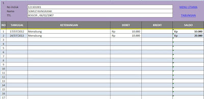 Aplikasi Tabungan Siswa Format Excel