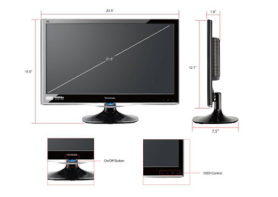 ViewSonic VX2250WM-LED 22-Inch (21.5-Inch Vis) Widescreen Full HD 1080p LED Monitor with Integrated Stereo Speakers 