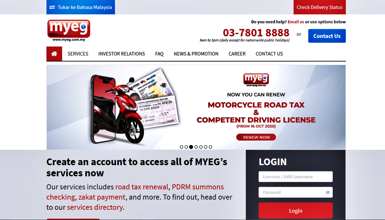 Cara Renew Roadtax dan Insurans Kenderaan Online