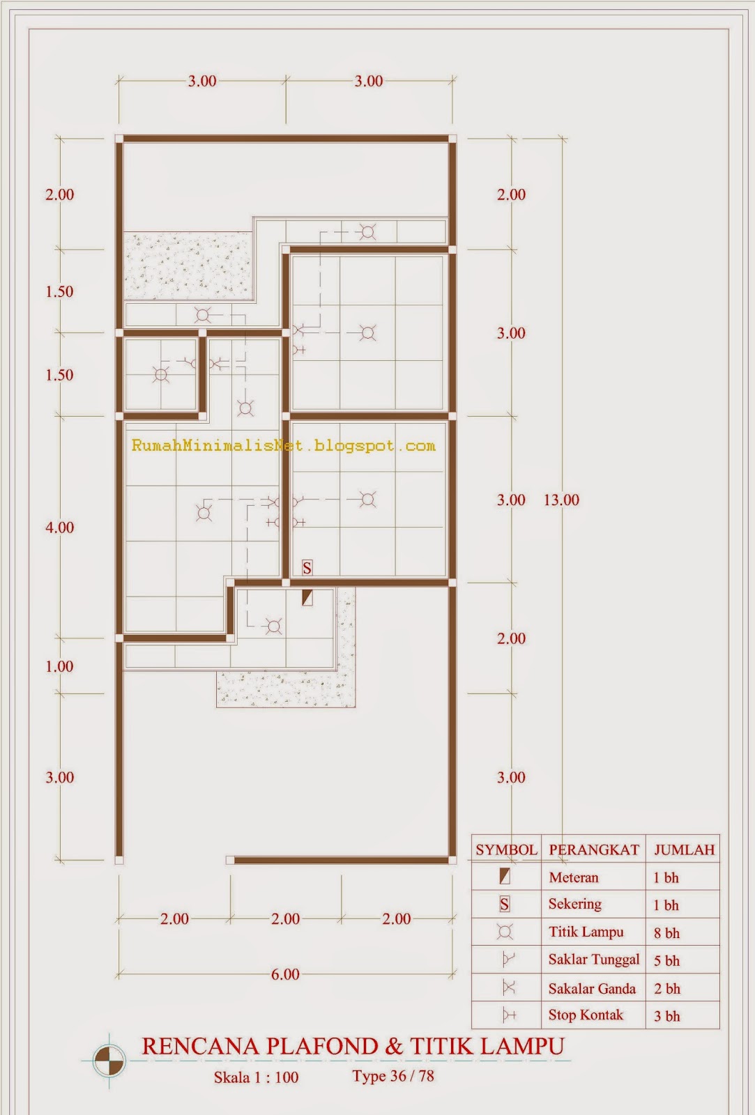 Contoh Denah Rumah Minimalis Type 36 / 78 Solusi Hunian 