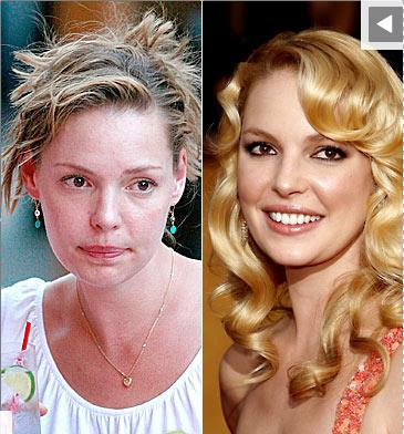 Katherine Heigl sans et avec maquillage