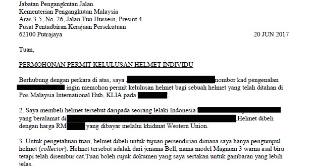 Hikayat Eoj: Prosedur Ambil Helmet Yang Ditahan Kastam KLIA