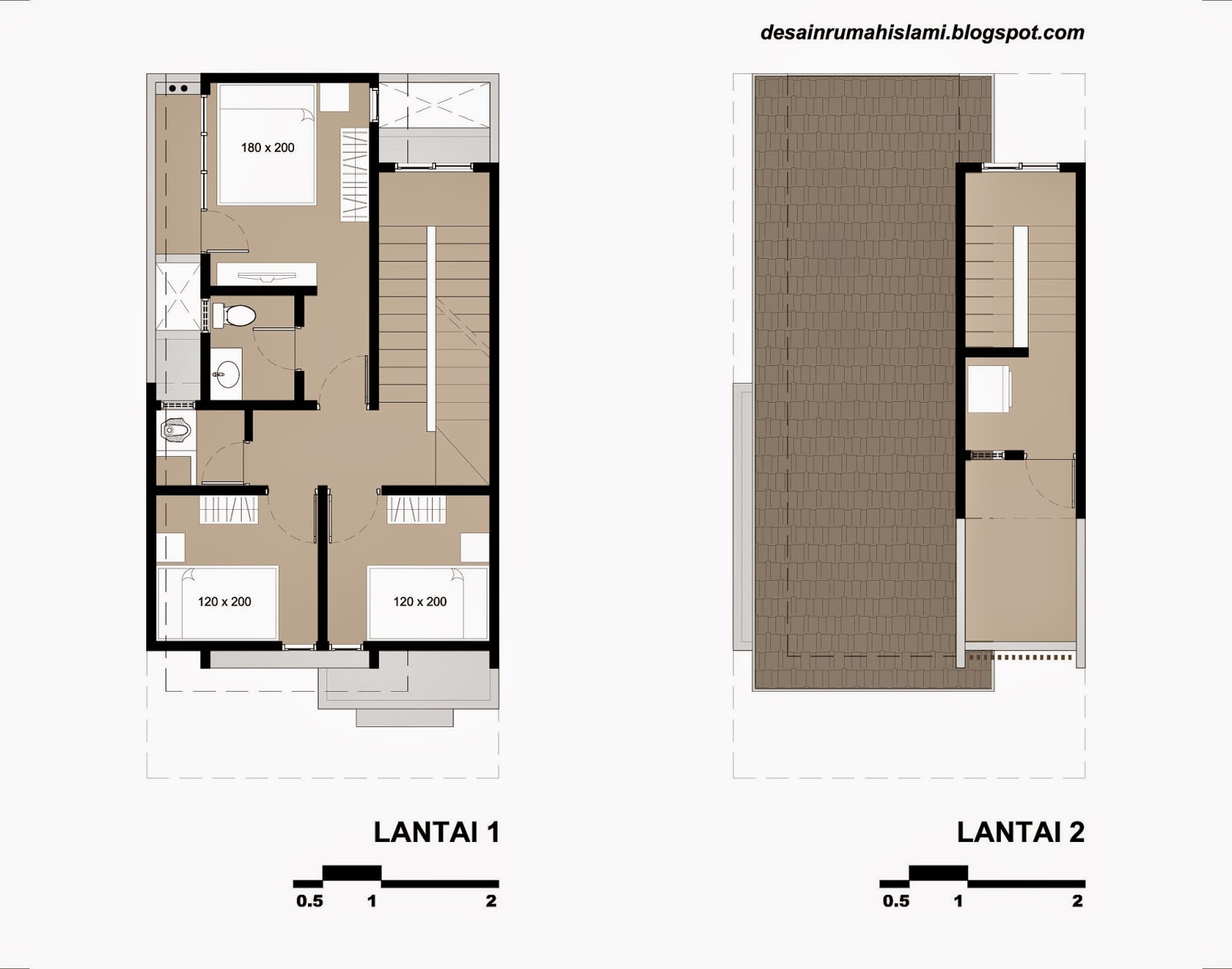 Desain Rumah 3 Lantai  dengan 4 Kamar Tidur pada Kavling 