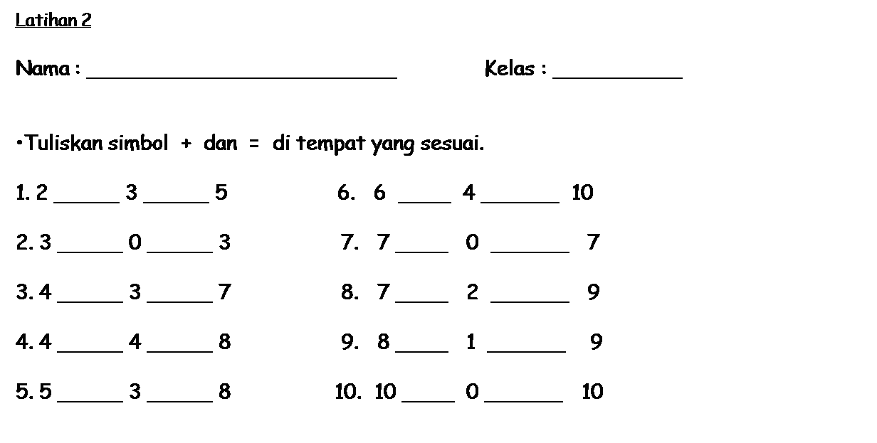 KSSR MATEMATIK: Operasi Tambah Hingga 10