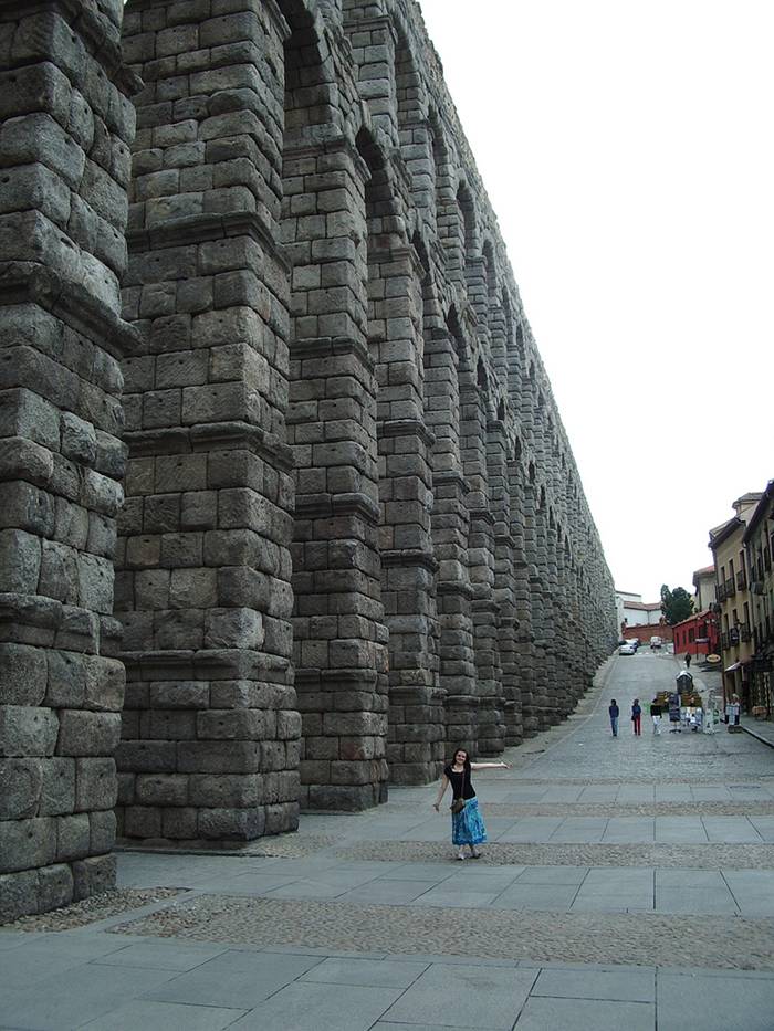 The Aqueduct of Segovia is a Roman aqueduct and one of the most significant and best-preserved ancient monuments left on the Iberian Peninsula. It is located in Spain and is the foremost symbol of Segovia, as evidenced by its presence on the city's coat of arms.