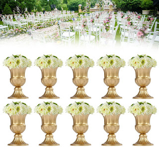 10pcs Trumpet Vases Centerpieces Wedding Flower Vases Metal Flower Stand 16-60cm