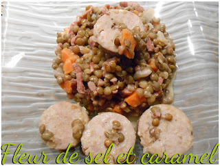 Saucisses aux lentilles vertes