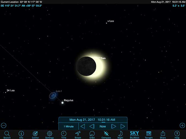 Resident Astronomer uses Sky Safari Pro to find background stars near solar eclipse