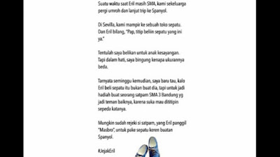 Jejak Kebaikan Eril, Sepasang Sepatu dari Spanyol untuk Seorang Satpam