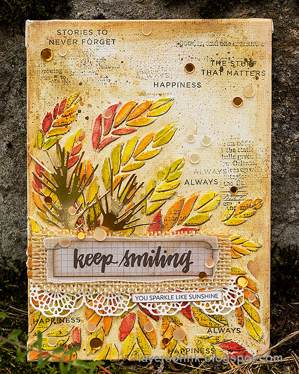 Layers of ink - Tumbling Leaves Canvas Tutorial by Anna-Karin Evaldsson. Simon Says Stamp STAMPtember.