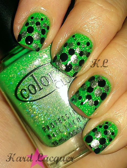 black silver green glitter dotticure dots