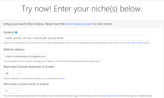 How to start a search filter for websites on Big Guest Posting