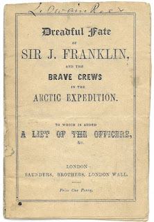 typorgraphical cover of The Dreadful Fate of Sir J. Franklin. It is a simple pamphlet on yellowing paper.