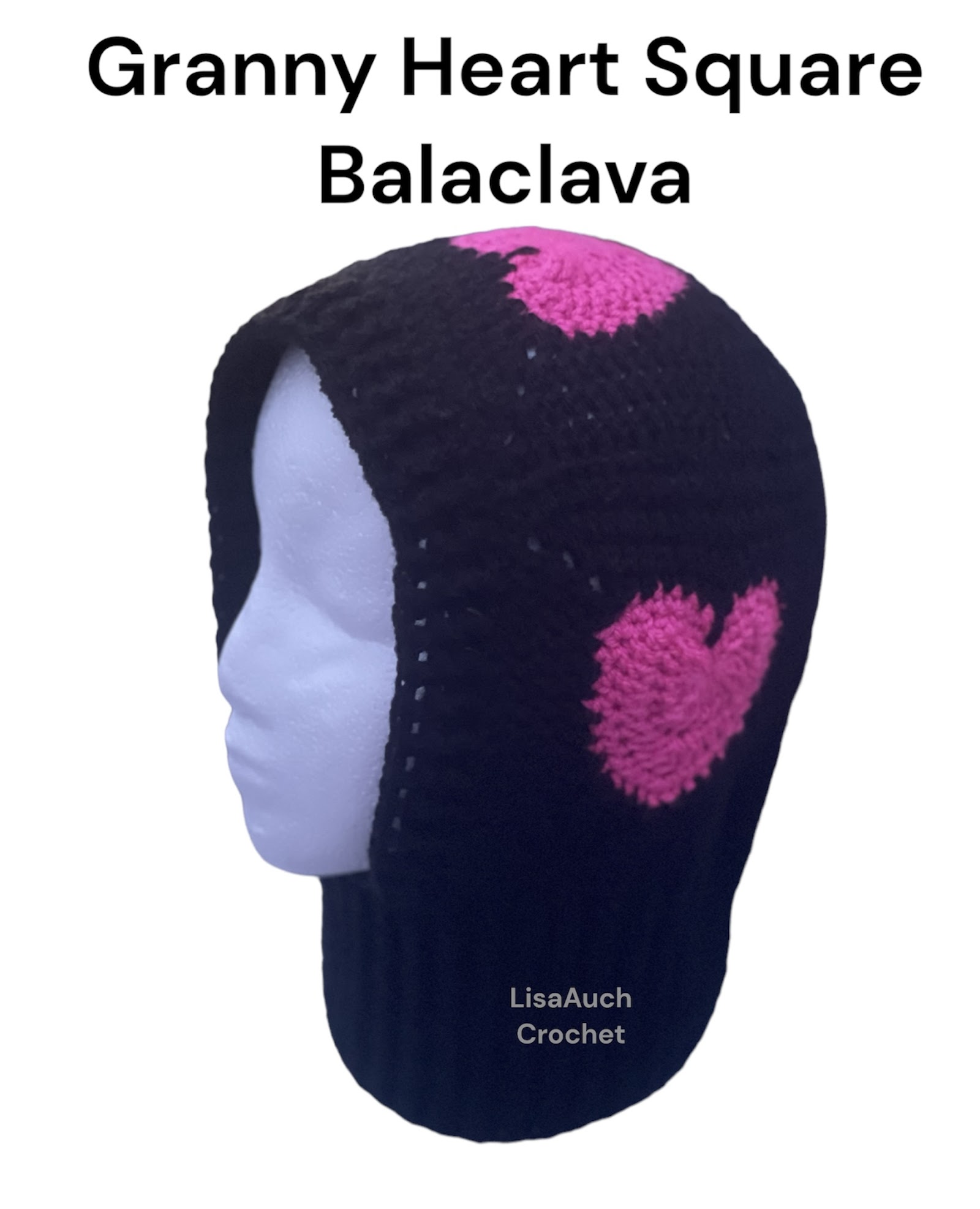 How to crochet a Granny Square with  heart Center Snug Fit Balaclava FREE PATTERN 