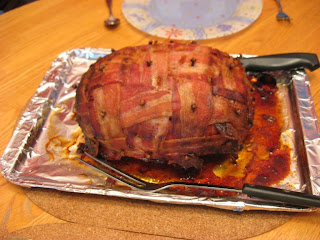 Bacon Weave Ham After Cooking