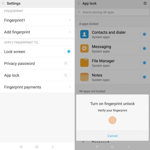kunci aplikasi di redmi 6 dan 6 pro dengan sidik jari