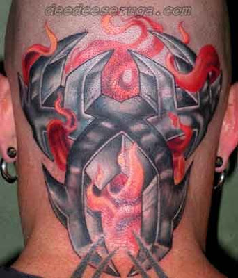 modern tribal flame tattoo sample