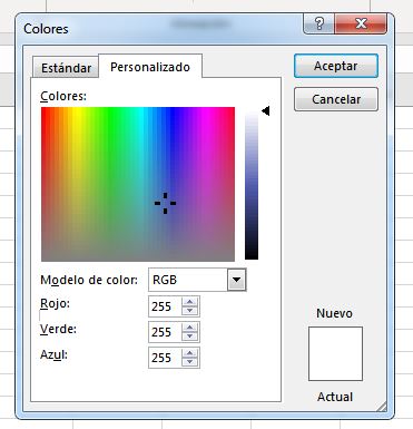 colores rgb en excel