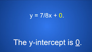 The y-intercept of y=7/8 x is 0. (y=7/8 x + 0)