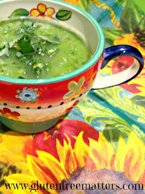 Spring Greens soup in a soup bowl