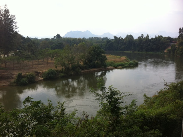 View from the train at the death railway, Kanchanaburi, Thailand 