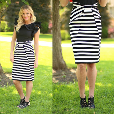 Black and White Striped Skirt from Flourish Boutique