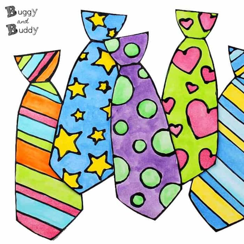 Watercolour ties - Father's Day painting ideas