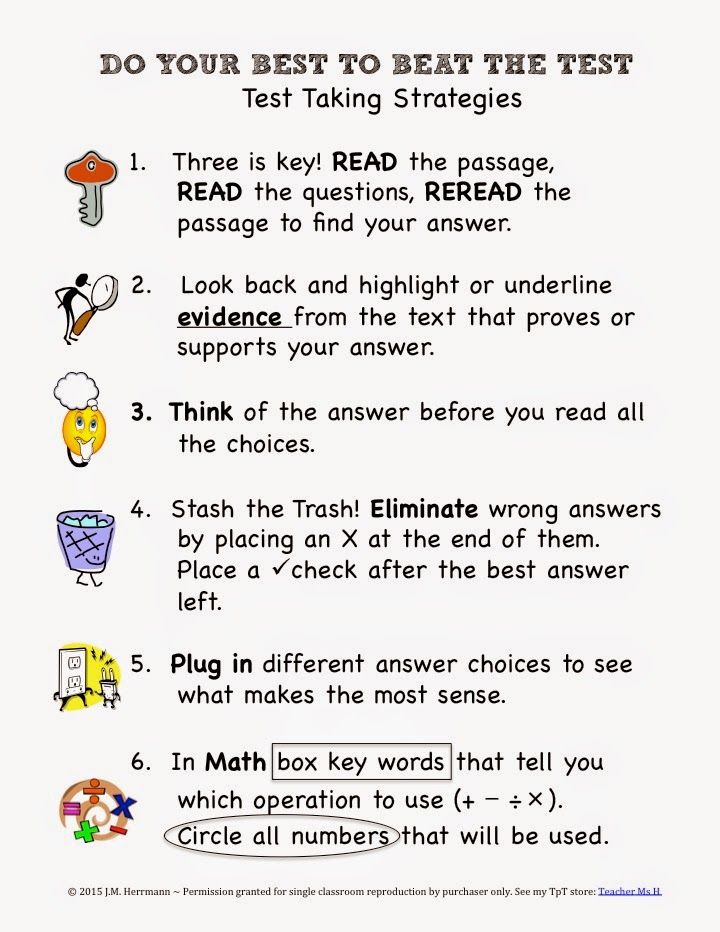  Test Taking Tips Strategy Poster FREE