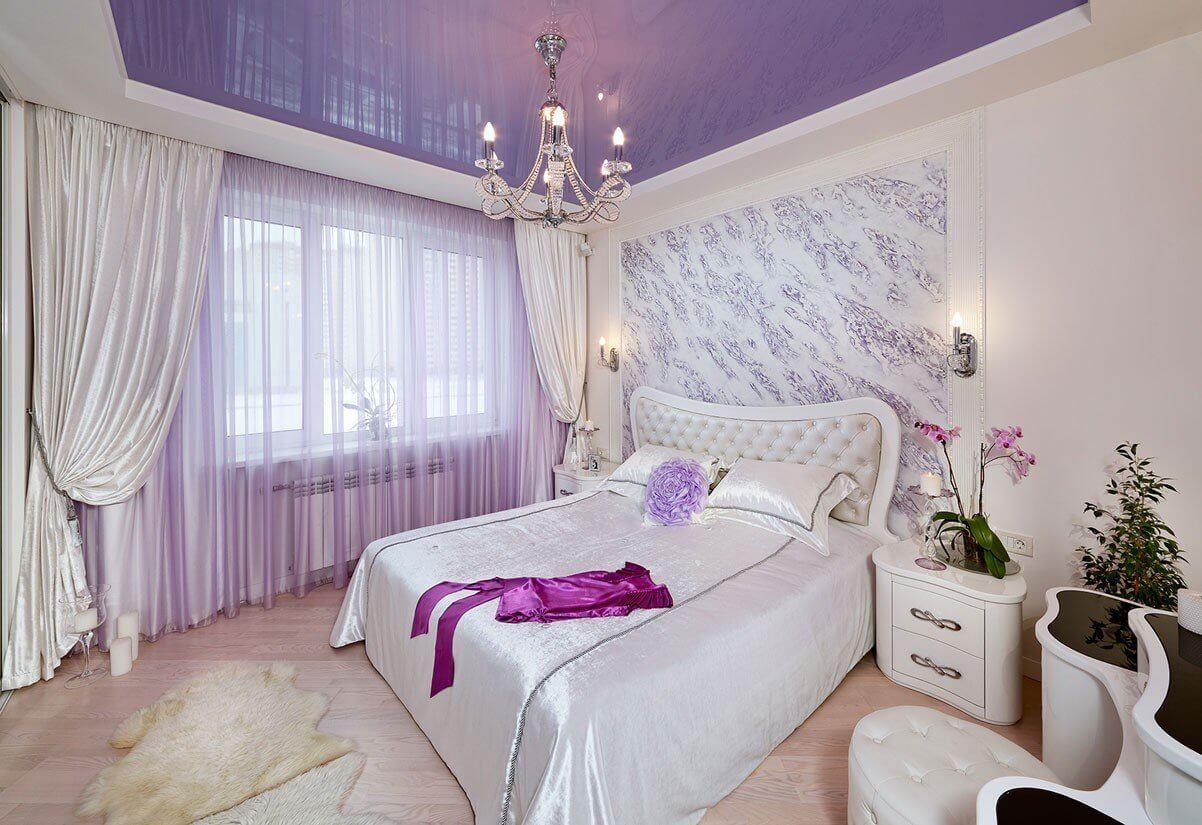 الوان غرف نوم |ديكورات ألوان غرف نوم باللون الموف والأبيض