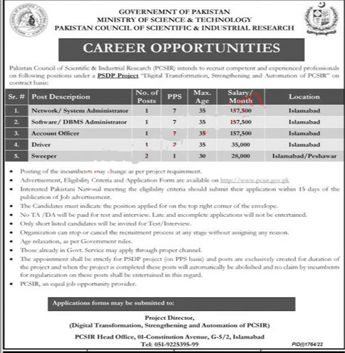 Ministry Of Science And Technology Jobs 2022