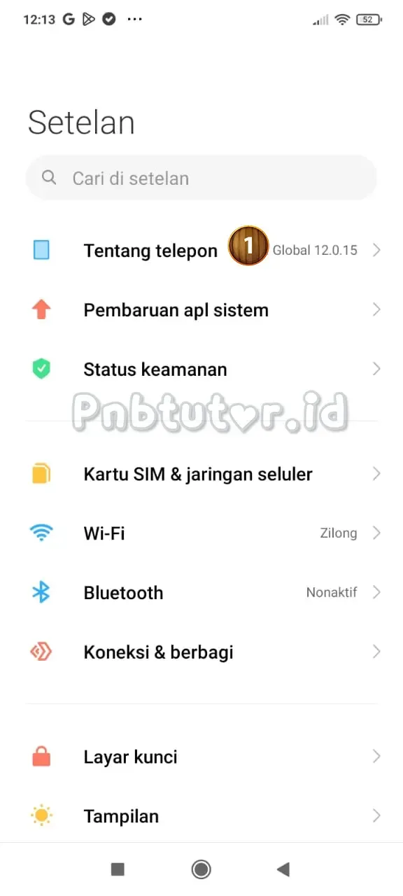 Pengaturan, Tentang Telepon