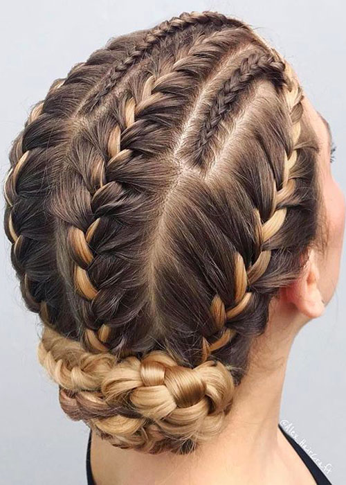 Peinados con trenzas recogidos : Moño con trenzas de raíz