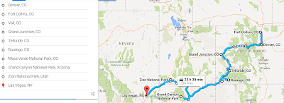 Road trip itinerary from Denver to Las Vegas