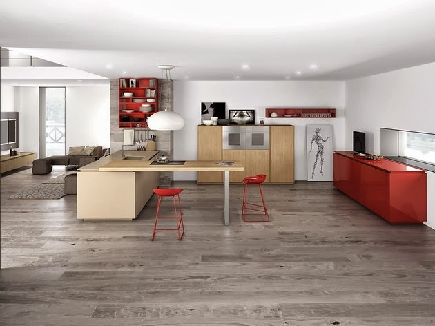  Dapur  Minimalis  dengan Aksen Warna  Merah  Desain  Rumah  