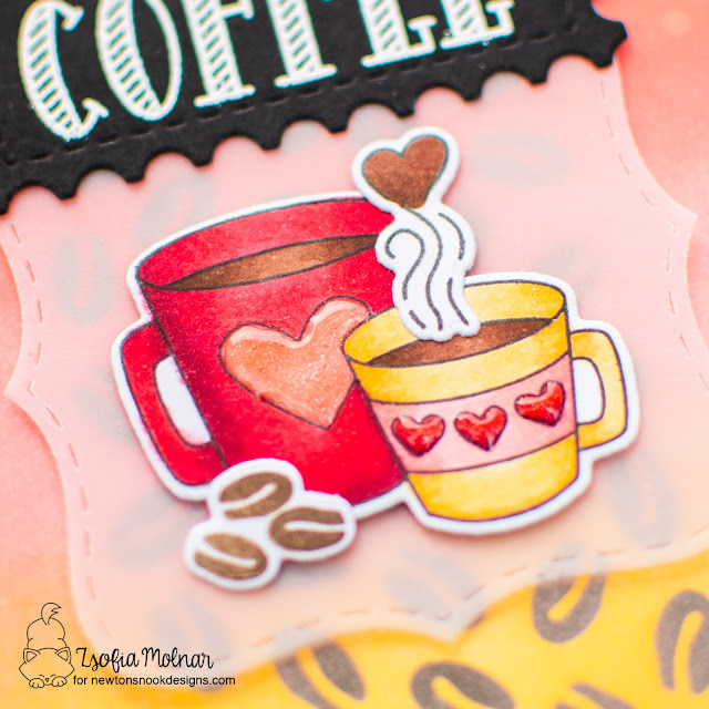 Love is in the Air Card by Zsofia Molnar | Love Café Stamp Set, Coffee Beans Hot Foil Plate and Framework Die Set by Newton's Nook Designs #newtonsnook #handmade