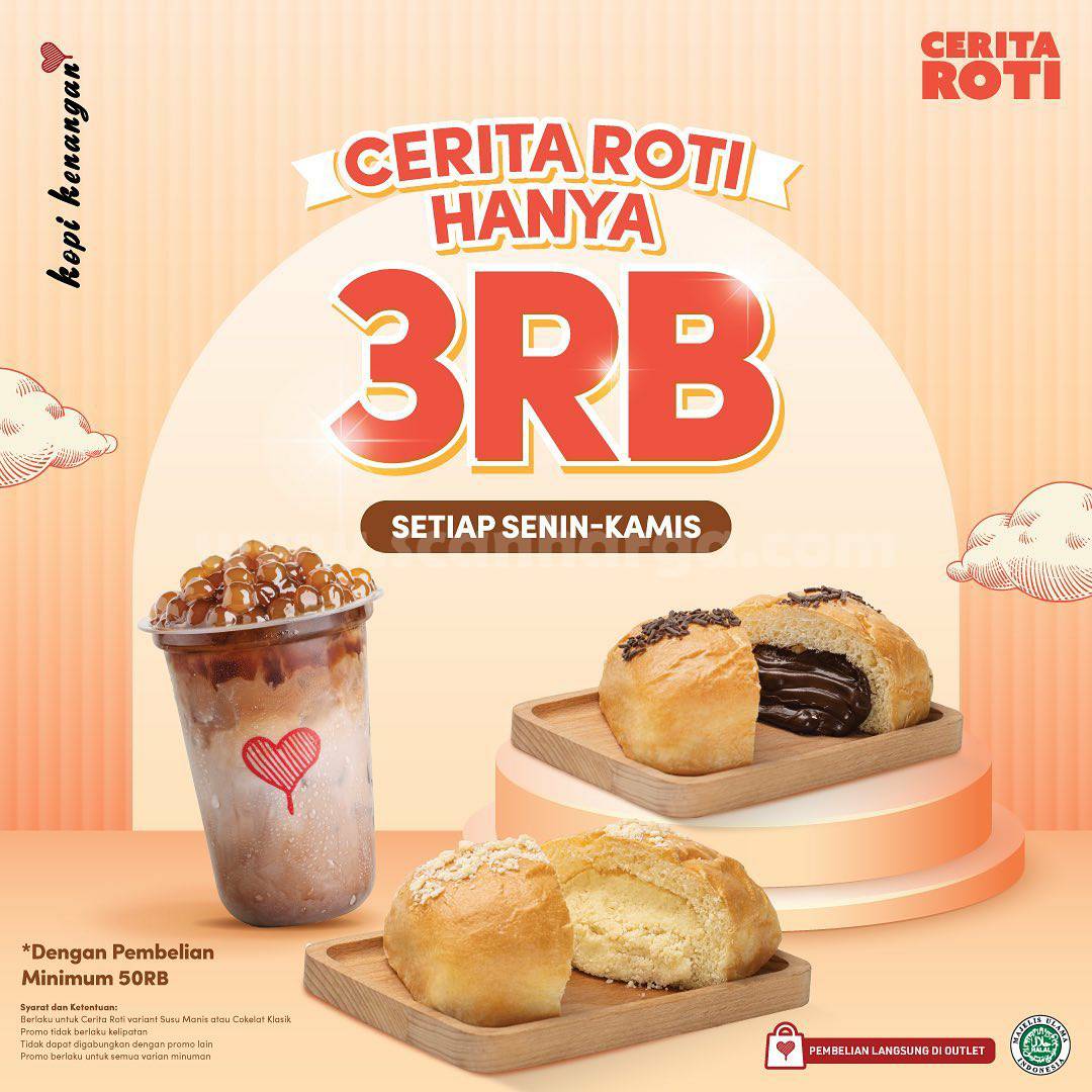 KOPI KENANGAN Promo Beli Cerita Roti HANYA 3RB