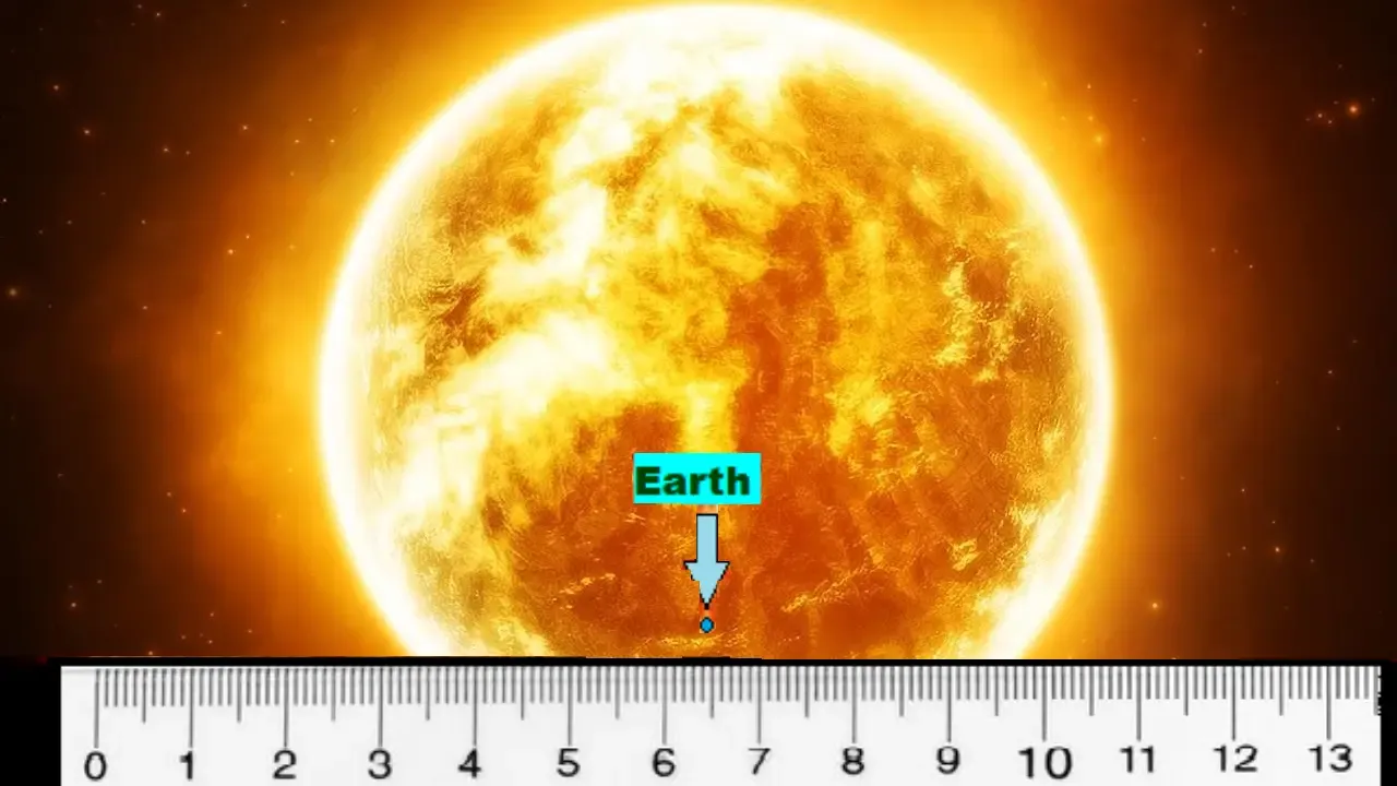 The size of the Sun compared to Earth | पृथ्वी की तुलना में सूर्य का आकार.