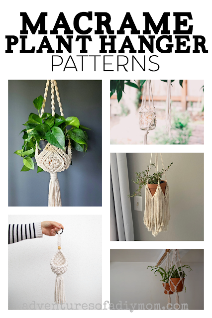collage of macrame plant holders