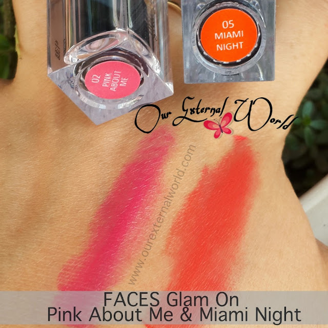 FACES  Glam On Color Perfect  Lipsticks - Pink About Me & Miami Night - Review, Swatches