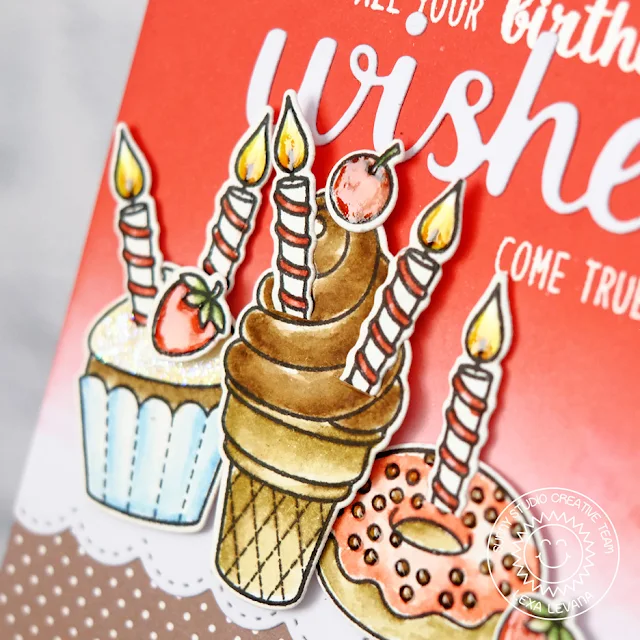 Sunny Studio Stamps: Heartfelt Wishes and Sweet Shoppe Treat Filled Birthday Card by Lexa Levana