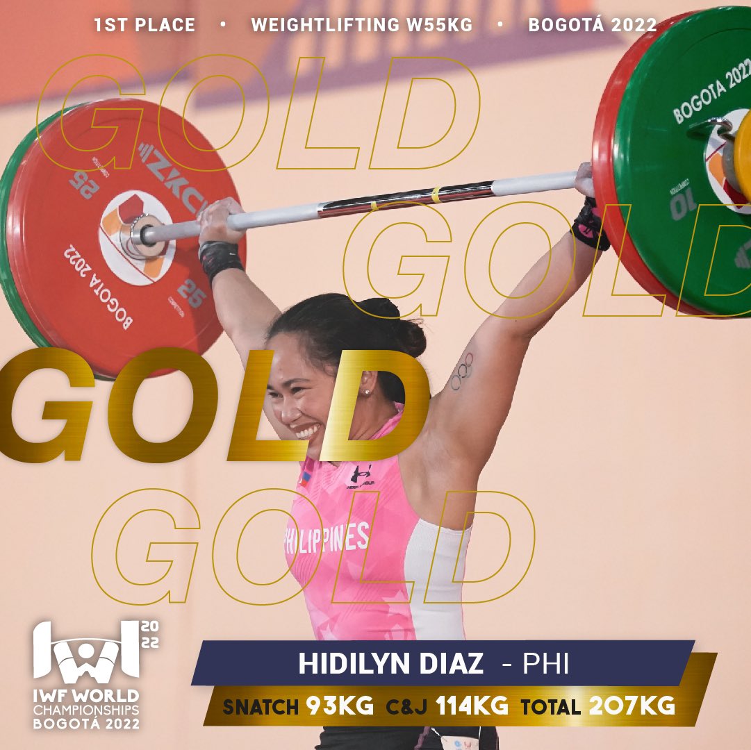 Hidilyn Diaz bags 3 golds at the 2022 World Weightlifting Championship