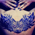 Owl Back Women Tattoo Design With Colorful Ink